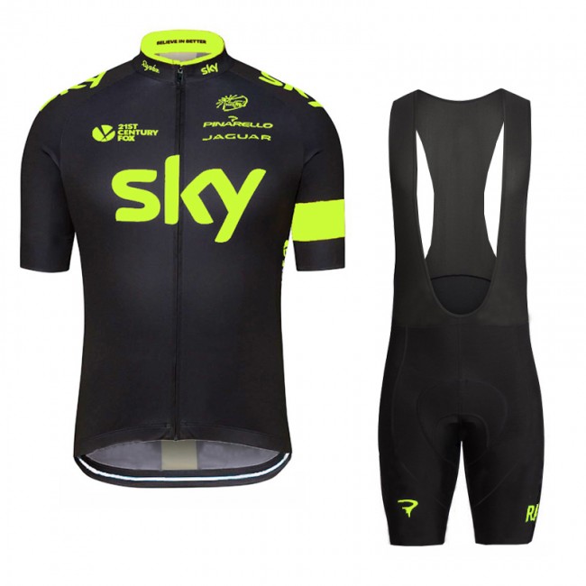 2016 SKY Fluo Yellow Fahrradbekleidung Satz Fahrradtrikot Kurzarm Trikot und Kurz Trägerhose 02 Radtrikot Kaufen