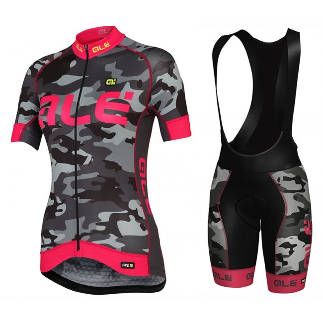 2017 Damen Ale Graphics PRR Camo Schwarz-Rose Fahrradbekleidung Satz Radtrikot Kurzarm+Kurz Trägerhose Radtrikot Kaufen