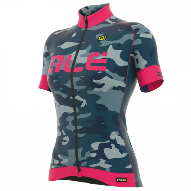 2017 Damen Ale Graphics PRR Camo Radtrikot Kurzarm Blau Pink Radtrikot Kaufen