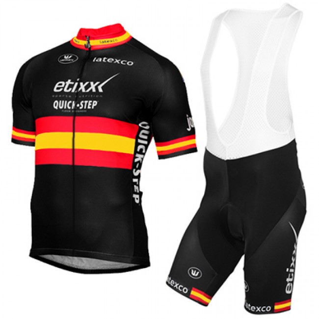 ETIXX-QUICK STEP 2017 Schwarz Rot Gelb Fahrradbekleidung Satz Radtrikot Kurzarm+Kurz Trägerhose Radtrikot Kaufen