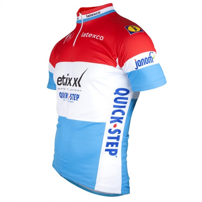ETIXX-QUICK STEP 2017 Luxembourgian Champion Rot Blau Radtrikot Kurzarm Radtrikot Kaufen
