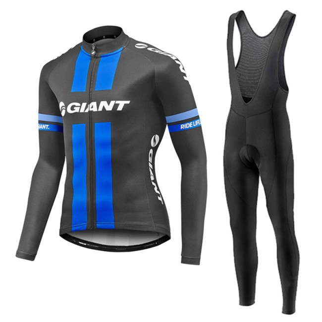 2017 Giant Blau Fahrradbekleidung Satz Radtrikot Langarm+Lang Trägerhose Radtrikot Kaufen