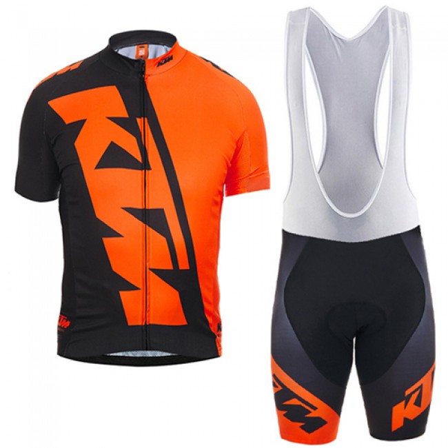 KTM 2017 Fahrradbekleidung Satz Radtrikot Kurzarm+Kurz Trägerhose orange Schwarz Radtrikot Kaufen