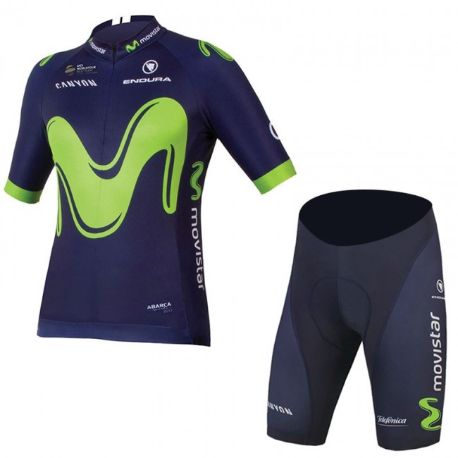 2017 Movistar Fahrradbekleidung Satz Radtrikot Kurzarm+Kurz Radtrikot Kaufen