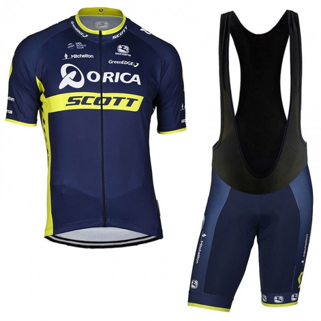 2017 Orica Scott Fahrradbekleidung Satz Radtrikot Kurzarm+Kurz Trägerhose Schwarz Radtrikot Kaufen
