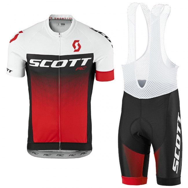 2017 Scott Rc Weiß Schwarz Rot Fahrradbekleidung Satz Radtrikot Kurzarm+Kurz Trägerhose Radtrikot Kaufen