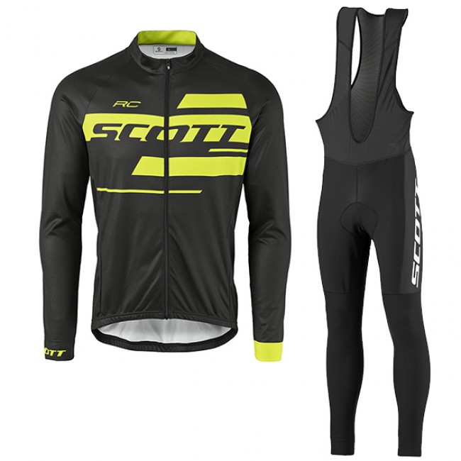 2017 Scott Rc Schwarz-Gelb Fahrradbekleidung Satz Radtrikot Langarm+Lang Trägerhose Radtrikot Kaufen