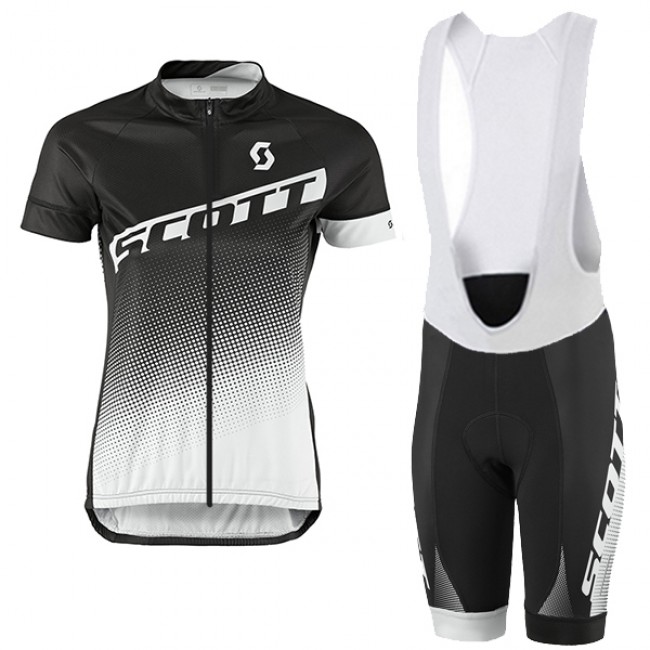 2017 Scott Damen Schwarz Weiß Fahrradbekleidung Satz Radtrikot Kurzarm+Kurz Trägerhose Radtrikot Kaufen
