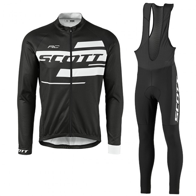 2017 Scott Rc Schwarz-Weiß Fahrradbekleidung Satz Radtrikot Langarm+Lang Trägerhose Radtrikot Kaufen