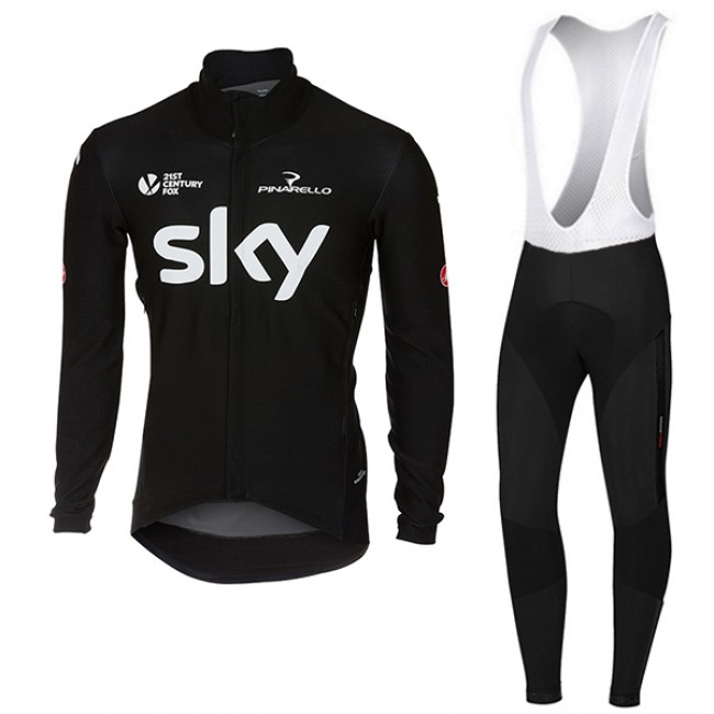 Sky Pro Schwarz 2017 Gabba Fahrradbekleidung Satz Radtrikot Langarm+Lang Trägerhose Radtrikot Kaufen