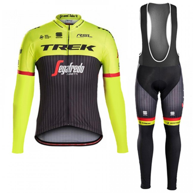 Trek Segafredo 2017 Fahrradbekleidung Satz Radtrikot Langarm+Lang Trägerhose Gelb Radtrikot Kaufen